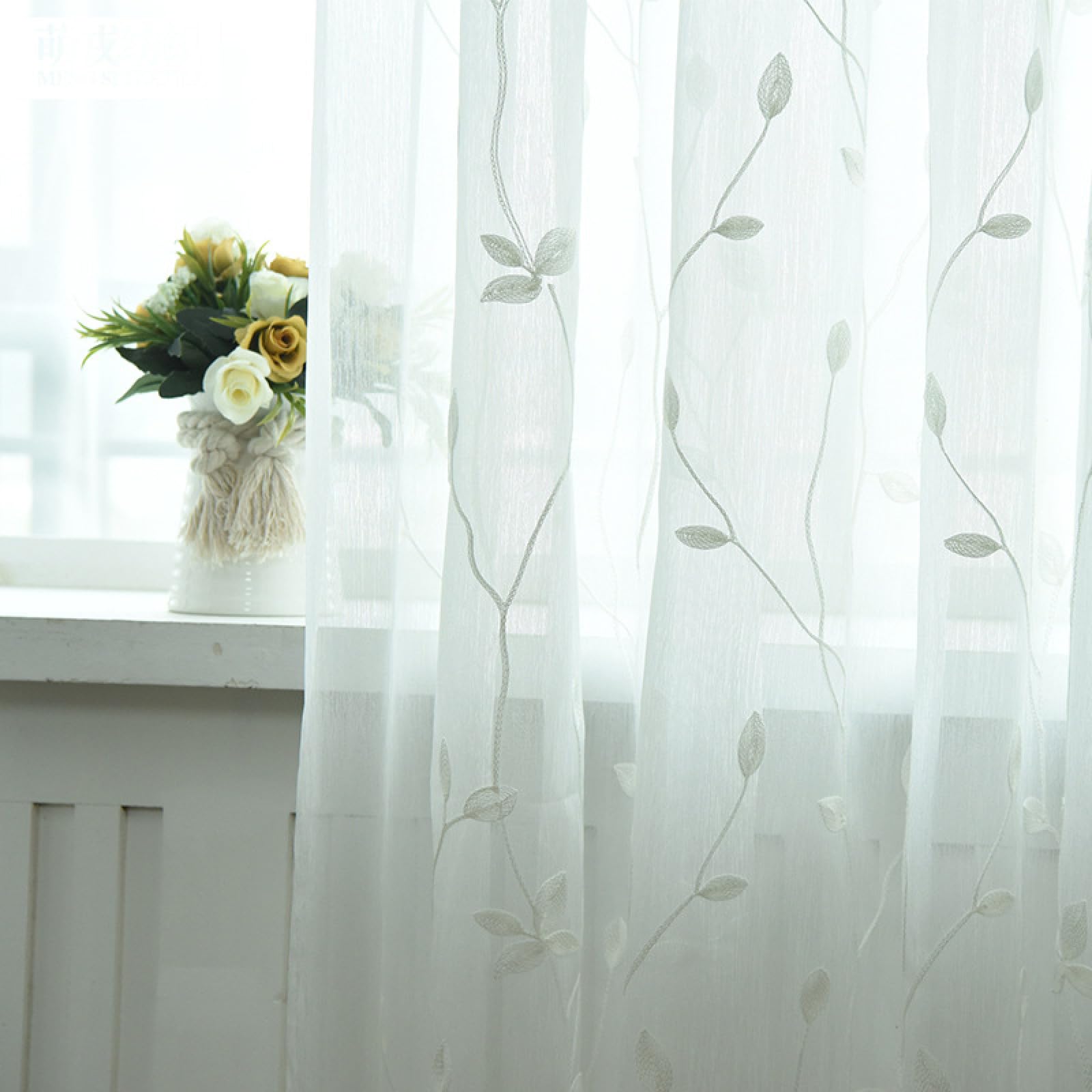 2 Piezas Cortinas Salon Modernas Visillos Poliéster Visillo semitraslúcido con Ollaos para Casa Decoracion Dormitorio, Salón o Habitación - 229 x 274cm(An x Al) tulipán Morado