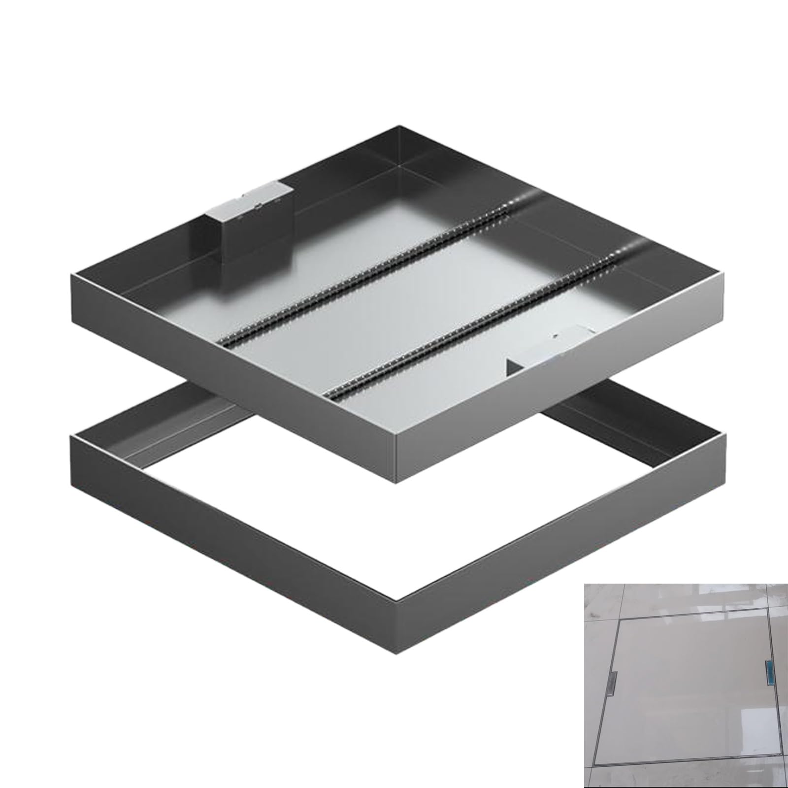 Couvercle d'inspection en acier inoxydable 30x30x5 cm pour fosse septique invisible
