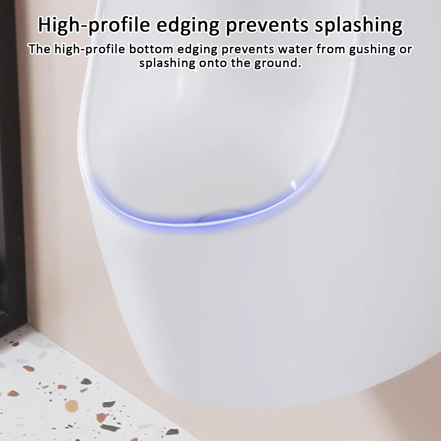 Modern Wall-Mounted Urinal, Ceramics Urinal Sensor, Anti-Splash & Odor-Proof, Water Saving for Home/Commercial Use, Easy Installation, Hidden Drain(Black)