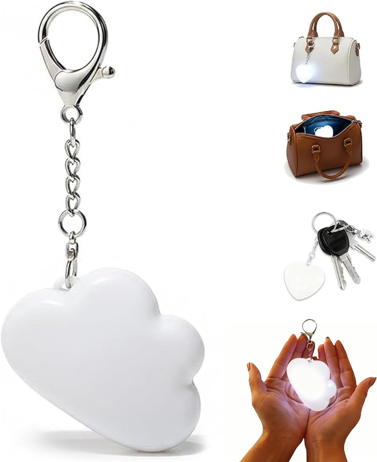 HiGropcore Purse Light for Inside, Wallet Tote Bag Touch Sensing Light, LED Touch Activated Automatic Sensor Handbag, Heart Shaped Purse Lamp for Women (White Cloud)
