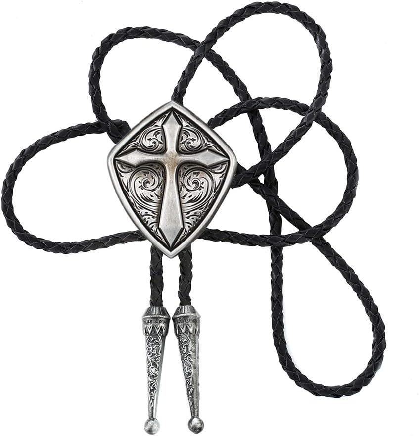 Western Cowboy Bolo Tie for Men Vintage Eagle Shield Star Pattern Necklace Bolo Tie for Men Women