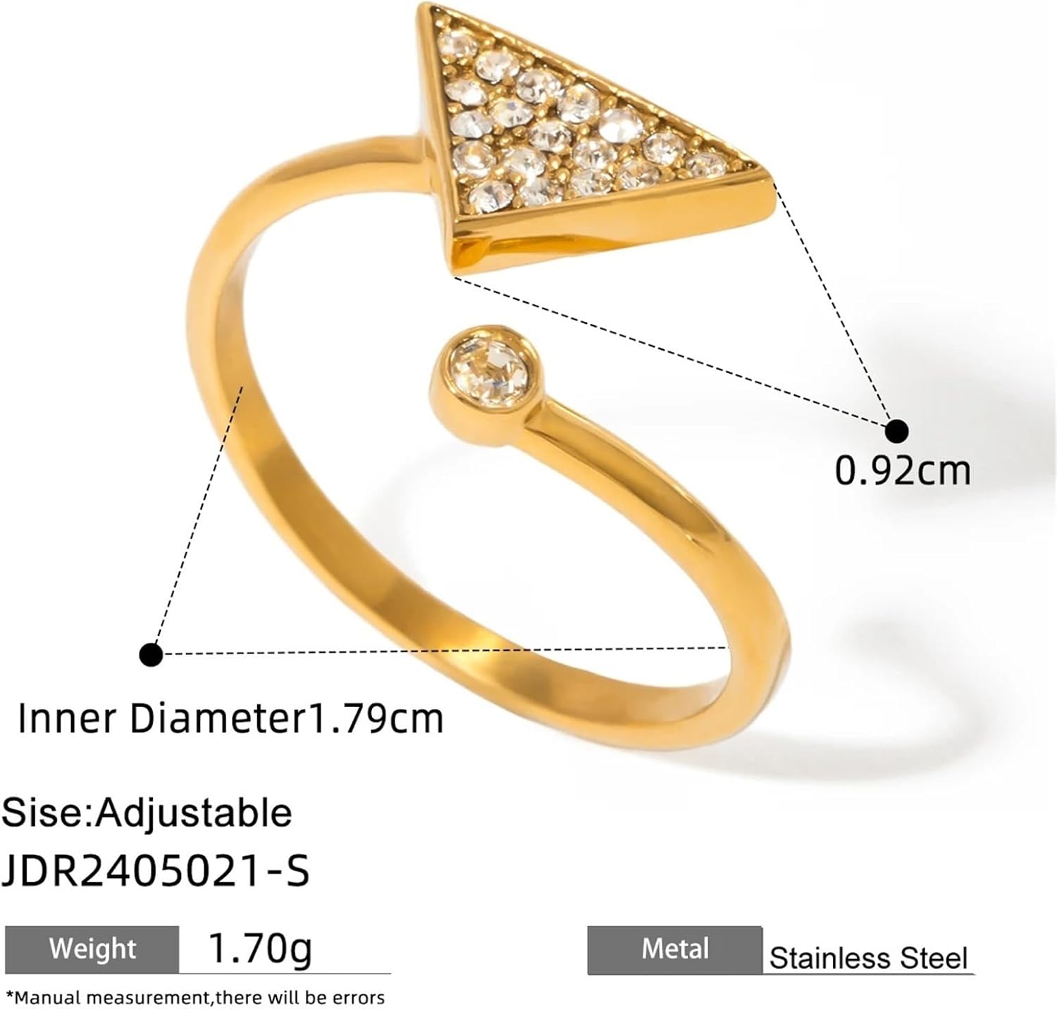Geometric Interlocking Adjustable Ring Rhinestone Inlaid Metal Trendy Luxury Jewelry Wedding Engagment Gift 1Pcs