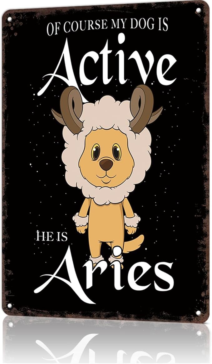 Vintage Signs Poster Retriever Aries Dog Sign Wall Art for Bedroom Home Living Room Garage Office Bar Decor 8X12inch