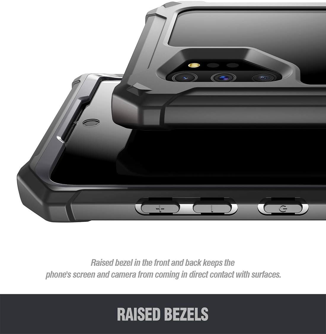 Poetic Galaxy Note 10 Plus Rugged Clear Case, Full-Body Bumper Cover, Support Wireless Charging, Without Built-in-Screen Protector, Guardian, Case for Samsung Galaxy Note 10+ Plus 5G, Black