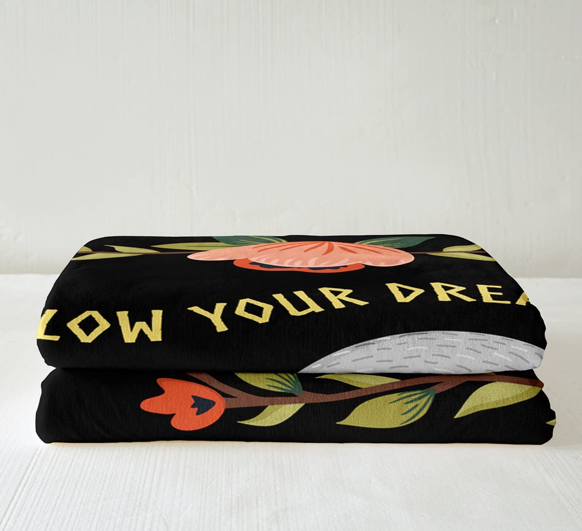 Faultier Kuscheldecke 150x200cm Flanell Fleecedecke Schwarz Mikrofaser Kinder Jungen Mädchen
