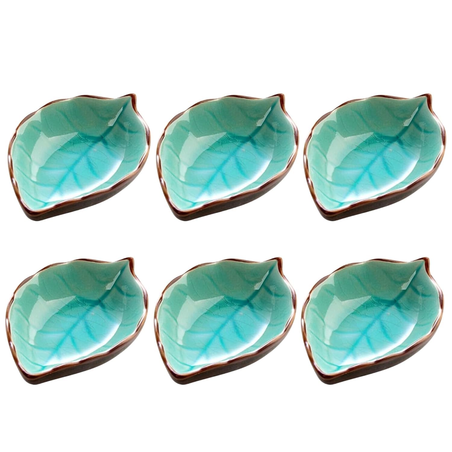 Leaf-Shaped Dish Tableware Ceramic Small DishDip Bowls Mini Pinch Sauce Cups Ser 8 | & | Ceramic Bowl | Handmade Moroccan Trellis Design | Dessert Bowls | Katoris for Dinn