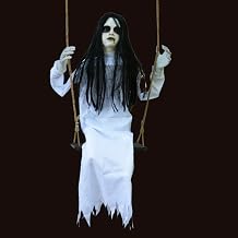 PARTYGEARS Halloween Decorations Props Hanging Swinging Girl with Creepy Expressions, Hanging Ghosts The Best Indoor and Outdoor Scary Decorations for Halloween(White)