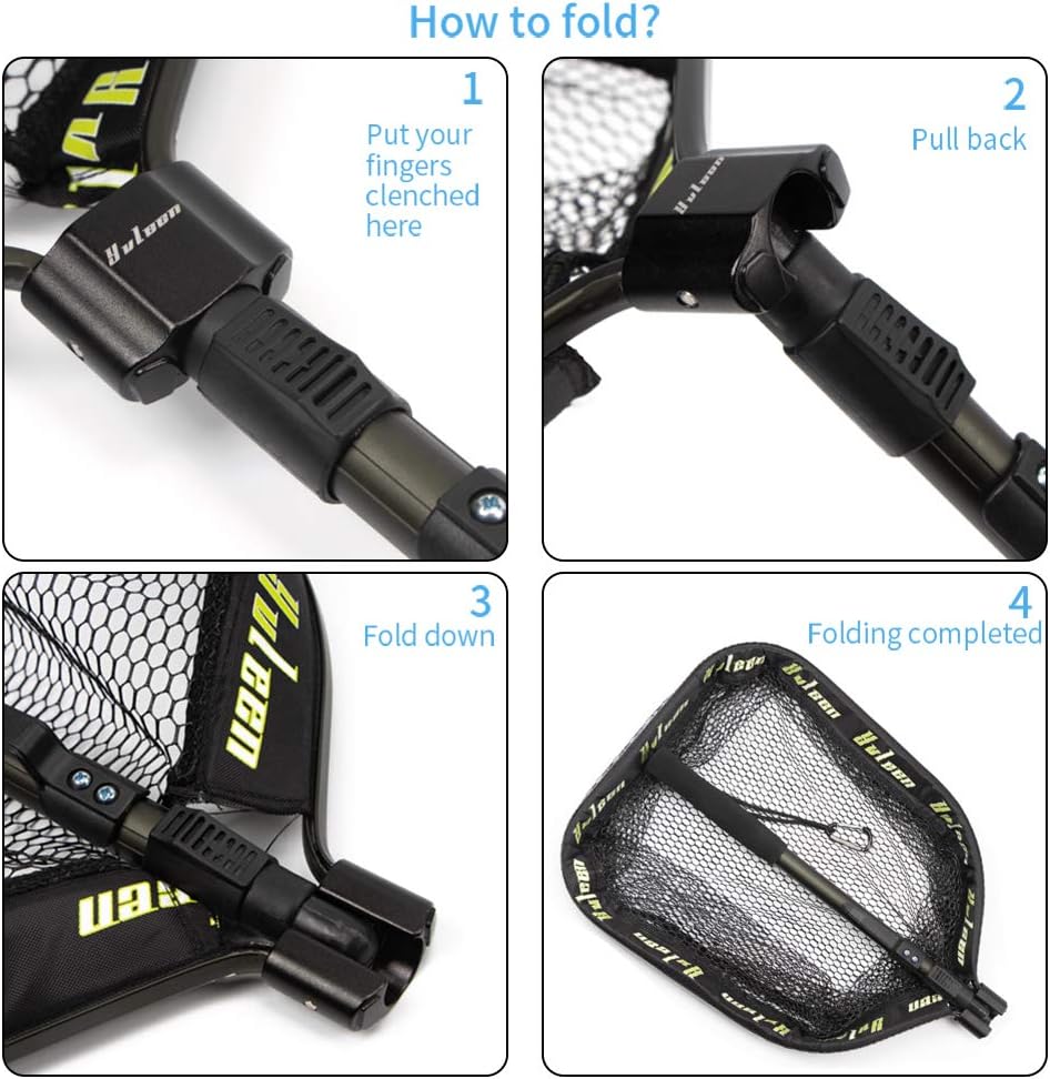 YVLEEN Floating Fishing Net - Folding Fishing Landing Net with Rubber Coating Mesh for Easy Fish Catch and Release, Fishing Net for Freshwater and Saltwater : Sports & Outdoors