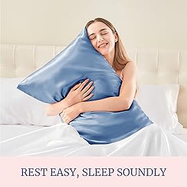BEDELITE Satin Pillowcase for Hair and Skin, Super Soft and Cooling Similar to Silk Pillow Cases 2 Pack with Envelope Closure, Gift for Women Men(13x18 Toddler Size, Airy Blue)