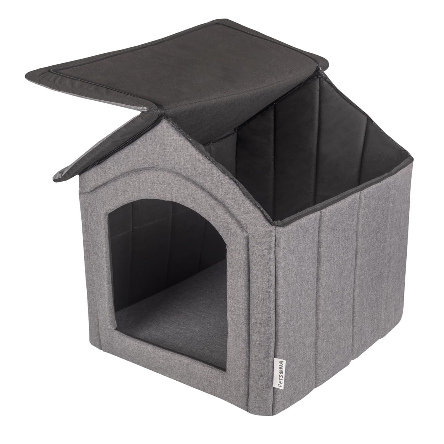 Grotta Per Cani Pieghevole Casa Per Cani Con Tetto Rimovibile Letto Per Gatti Animali Domestici Cuccia Per Cani Taglia XL, Grigio