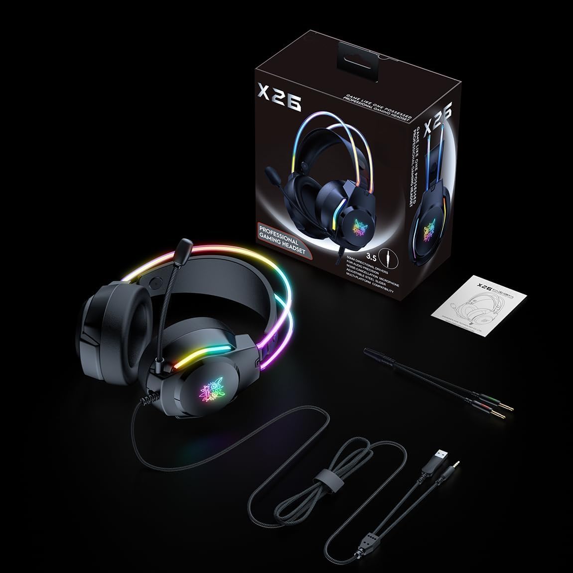 Casque de jeu oreilles de chat microphone Éclairage RVB 7.1 Casque filaire 3,5 mm PC/PS4/PS5/Xbox/Switch Design ergonomique