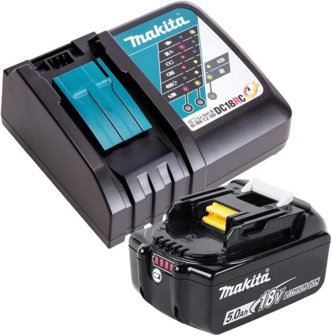 Makita DC18RC Schnell-Ladegerät + BL1850B 18V 5,0Ah Li-Ion Akku – Schnellladen für Makita
