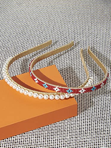 Set of 2 Contemporary Beads HairBands for Women