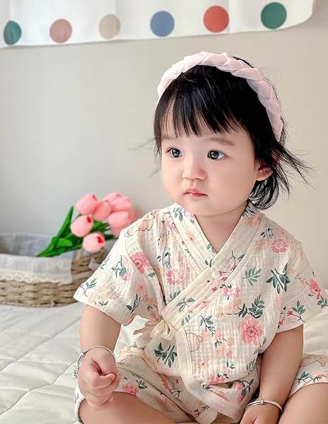 HahaNice Japanese Kimono Baby Thobe Cotton Infant Linen Romper 0-24 Months - 2