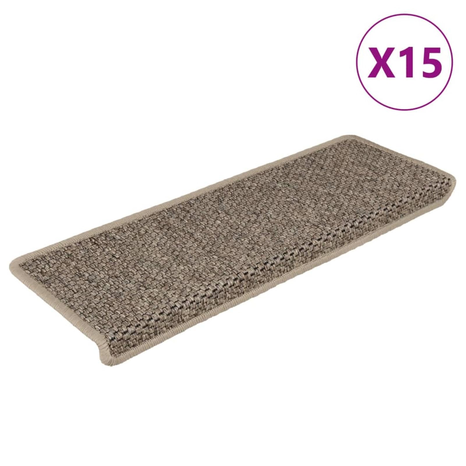 Lot de 15 tapis d'escalier autocollants antidérapants aspect sisal foncé 65 x 21 x 4 cm pour une installation sûre et facile, parfait pour la décoration de la maison