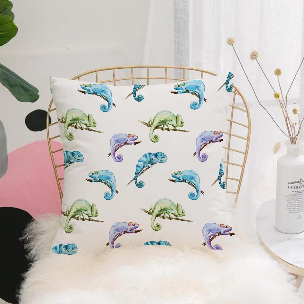 Hyosxw Lizard, Watercolor Chameleon Gradient Color - A8 Cushion Cover,Throw Pillow Case Home Decorative For Living Room Bedroom Sofa Chair 18X18 Inch,Lizard, Watercolor Chameleon Gradient Color Pattern,Pillowcase 45X45cm
