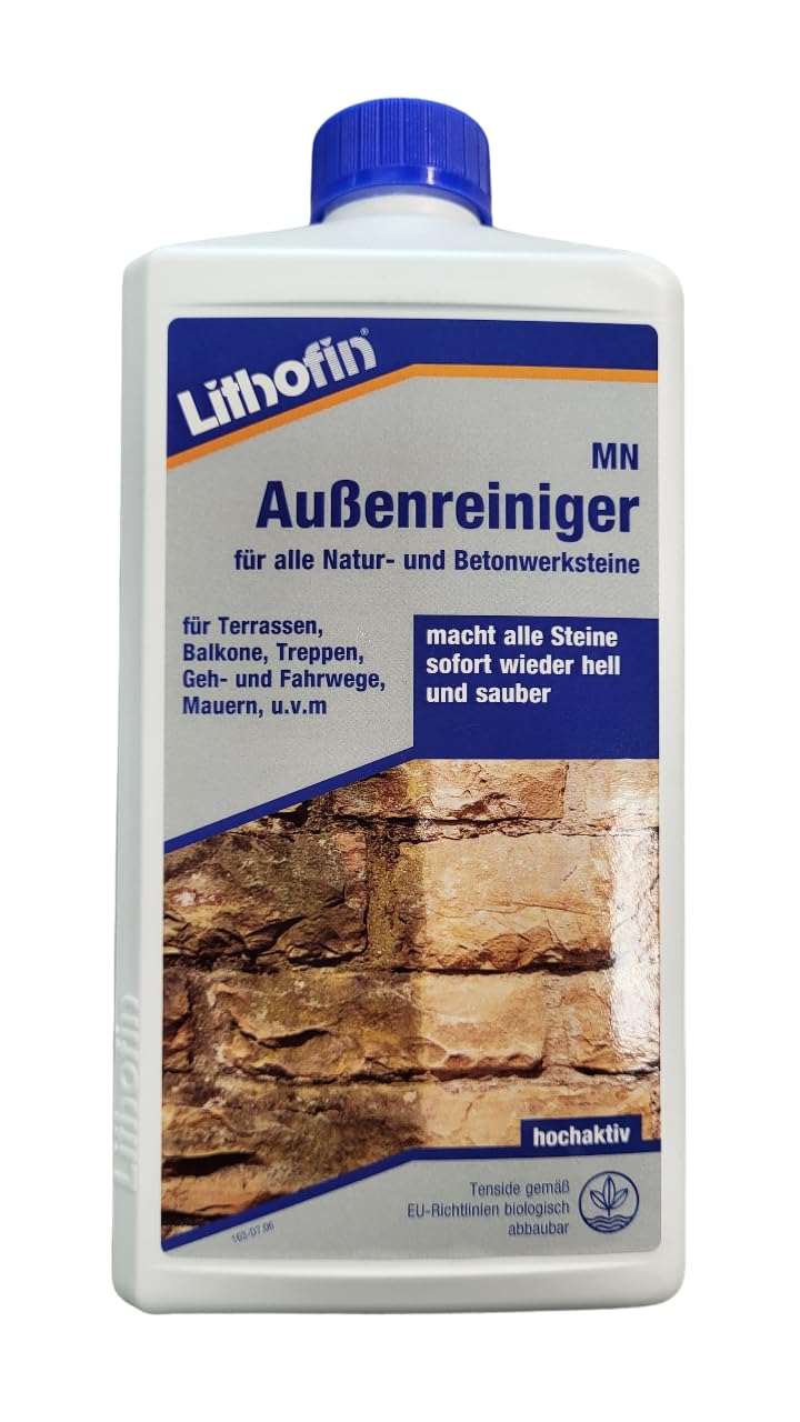 2 x Lithofin MN exterior limpiador para terraza, balcón, peatonal & trayectos – 1 litros – Efecto rápido y Intensivo