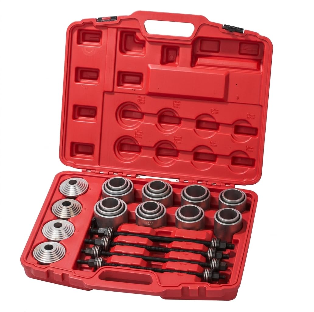 JOMAFA JUEGO DE 29 PIEZAS DE HERRAMIENTRAS UNIVERSALES PARA LA EXTRACCION DE SILENTBLOCKS, RODAMIENTOS Y RETENES.