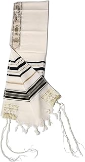 100% Wool Tallit Prayer Shawl in Black and Gold Stripes Size 59