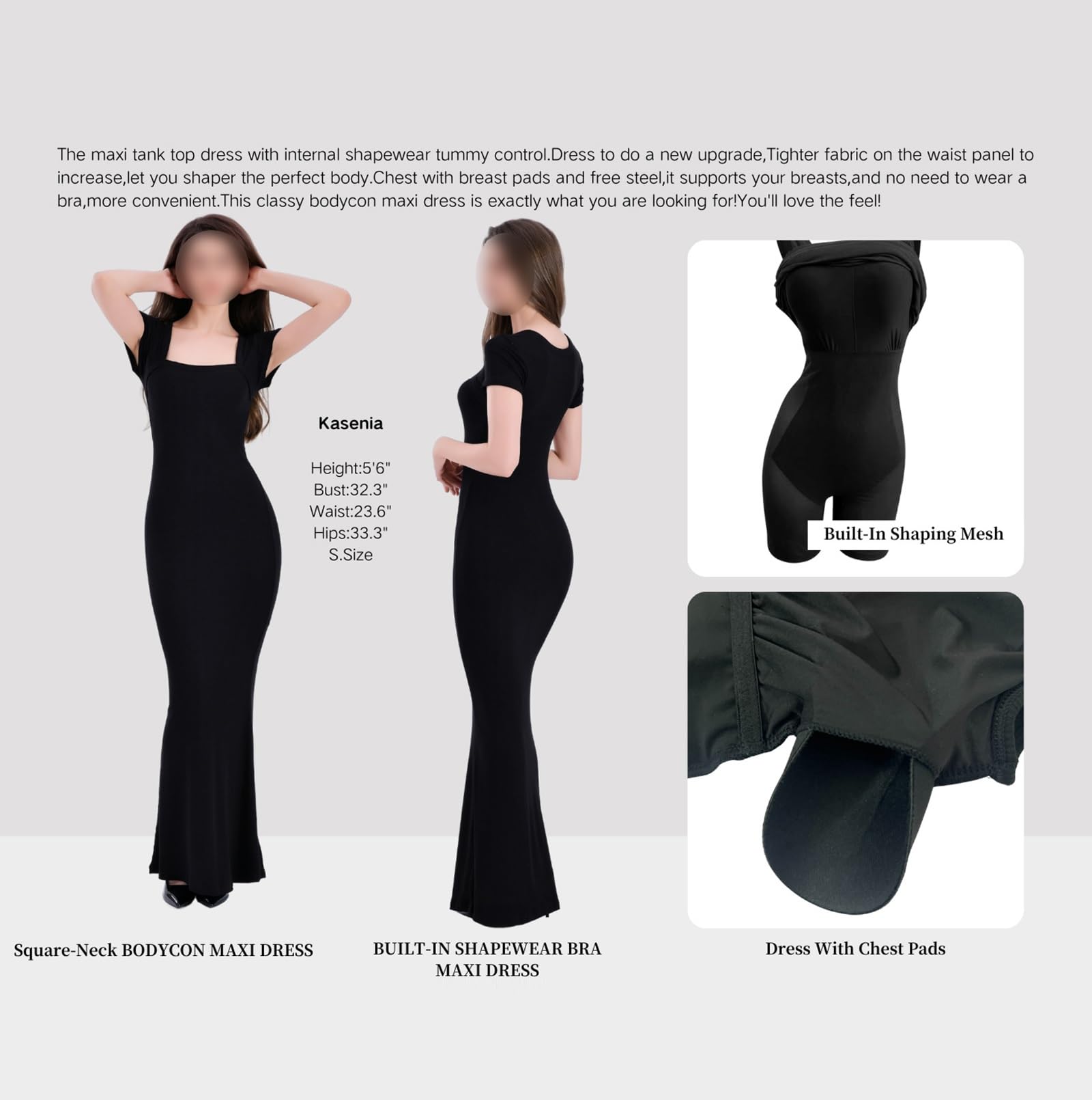HLTYGWX Vestido Lencero Moldeador para Mujer, Vestido Debajo del Vestido, Vestido Largo con Control de Barriga