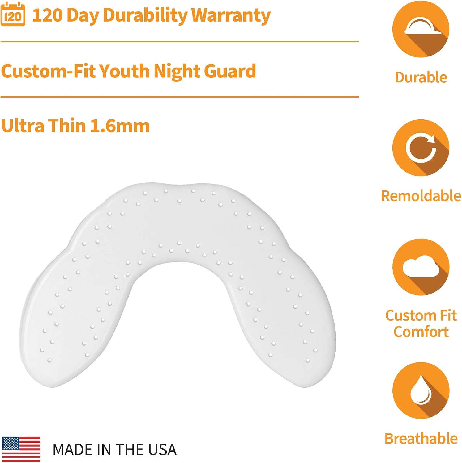 SOVA Junior Night Guard with Case, Snow White - 1.6mm Thin - Custom-Molded Fit - Protects Against Nighttime Teeth Grinding & Clenching - Odor & Taste Free - Remoldable Up to 20 Times - Non Toxic