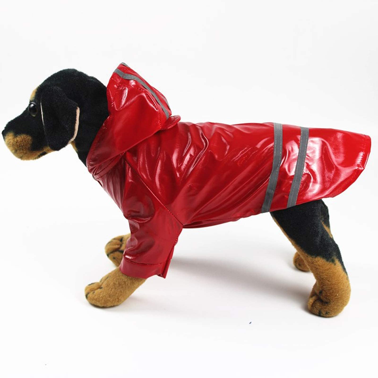 CJCSM Impermeabile per Cani, Cappotto per Cani da Compagnia Alto Impermeabile e Traspirante con Cappuccio, Impermeabile Leggero con Catarifrangenti Cani di Piccola e Media Taglia (Blu,) (Red M)
