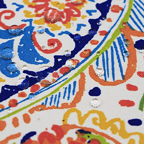 60'' Round Table Cloth Washable Water Resistance Tablecloth With Umbrella Hole Zippered Patio Table Cover (Red Phoenix) #TOP4