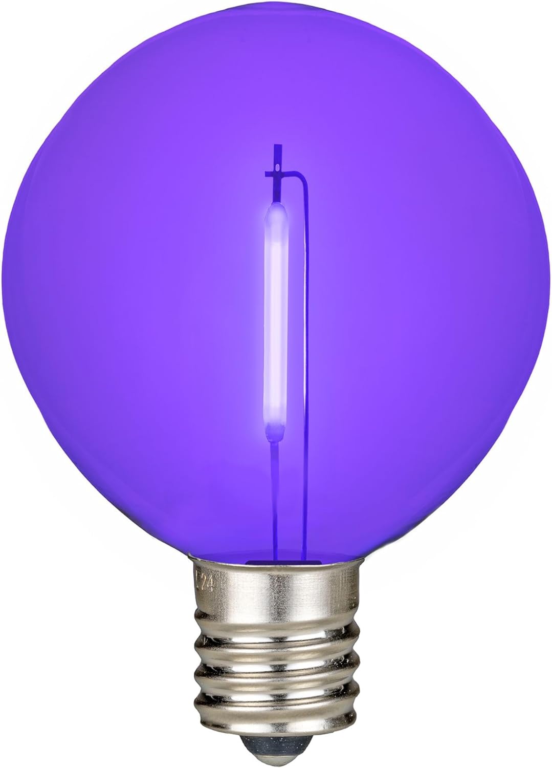 Novelty Lights 25 Pack Purple G50 LED Filament String Light Bulbs, E17/C9 Intermediate Base, 7 Watt Equivalent, Shatterproof Replacement Bulbs for Patios, Canopy Lighting