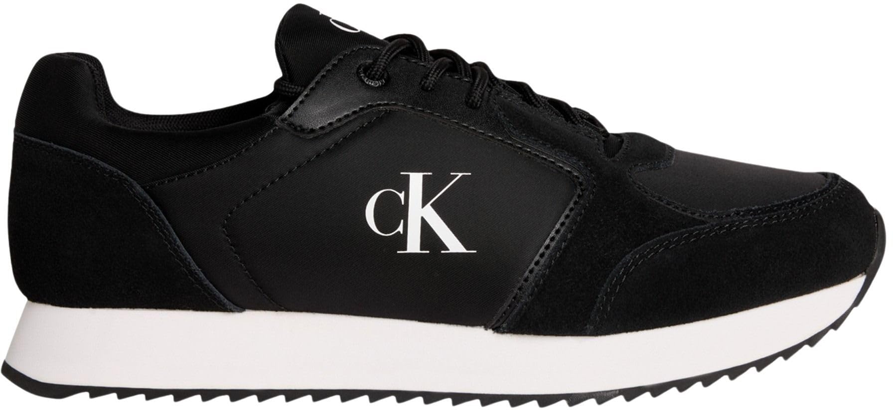 Calvin Klein Women’s Sporty Lace-up Sock Runner Trainers, Black (Black), 7