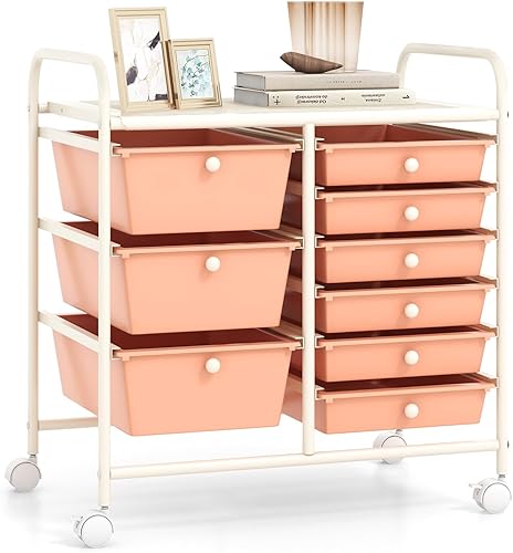 Vista 11 de RELAX4LIFE Carritos de almacenamiento de 15 cajones, carrito móvil con ruedas, organizador de manualidades para organización y almacenamiento