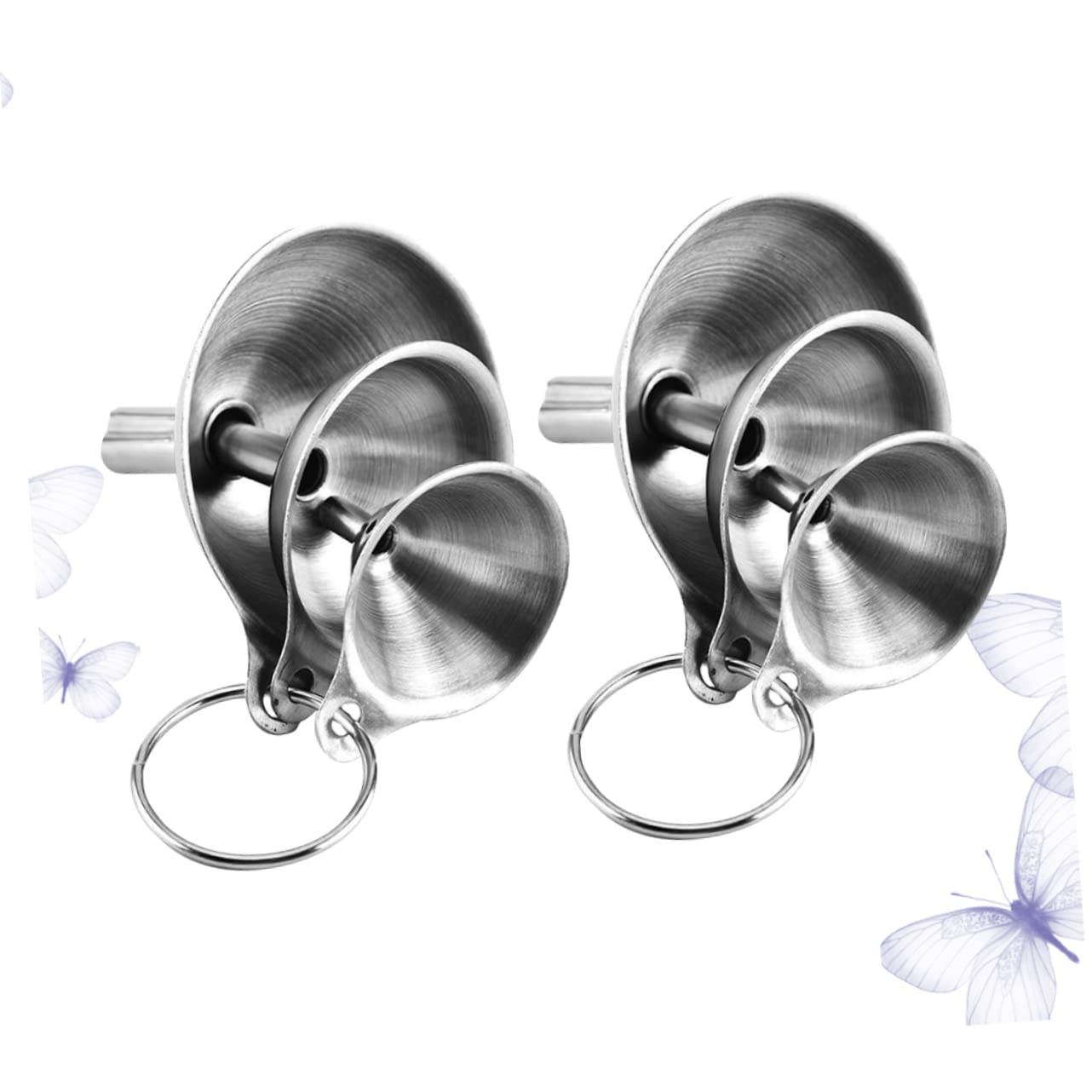 SOLUSTRE 4sets Imbuto in Acciaio Inossidabile Funnel Per Cucina Con Design Tre Per Trasferire Liquidi Spezie e Oli Facile Da Riporre e Resistente Alla