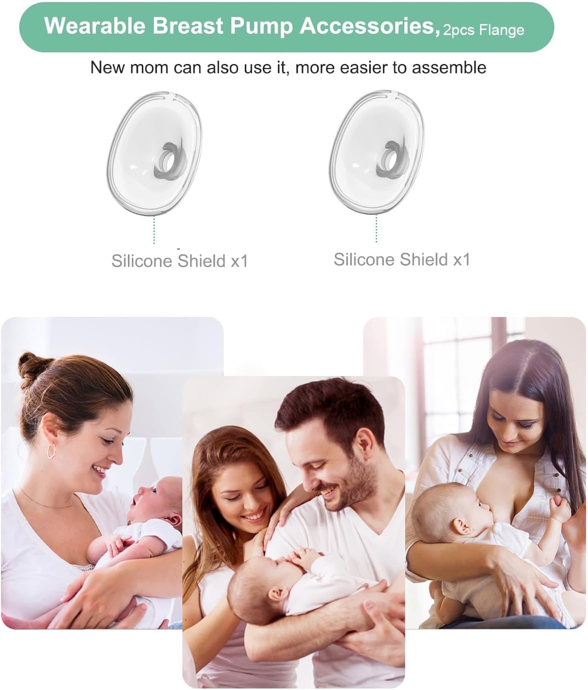 Wearable Breast Pump Parts 24mm Flange Silicone Shield Compatible with NCVI NICEGREEN Nuliie Zooawa S32 Breast Pump Replacement Accessories