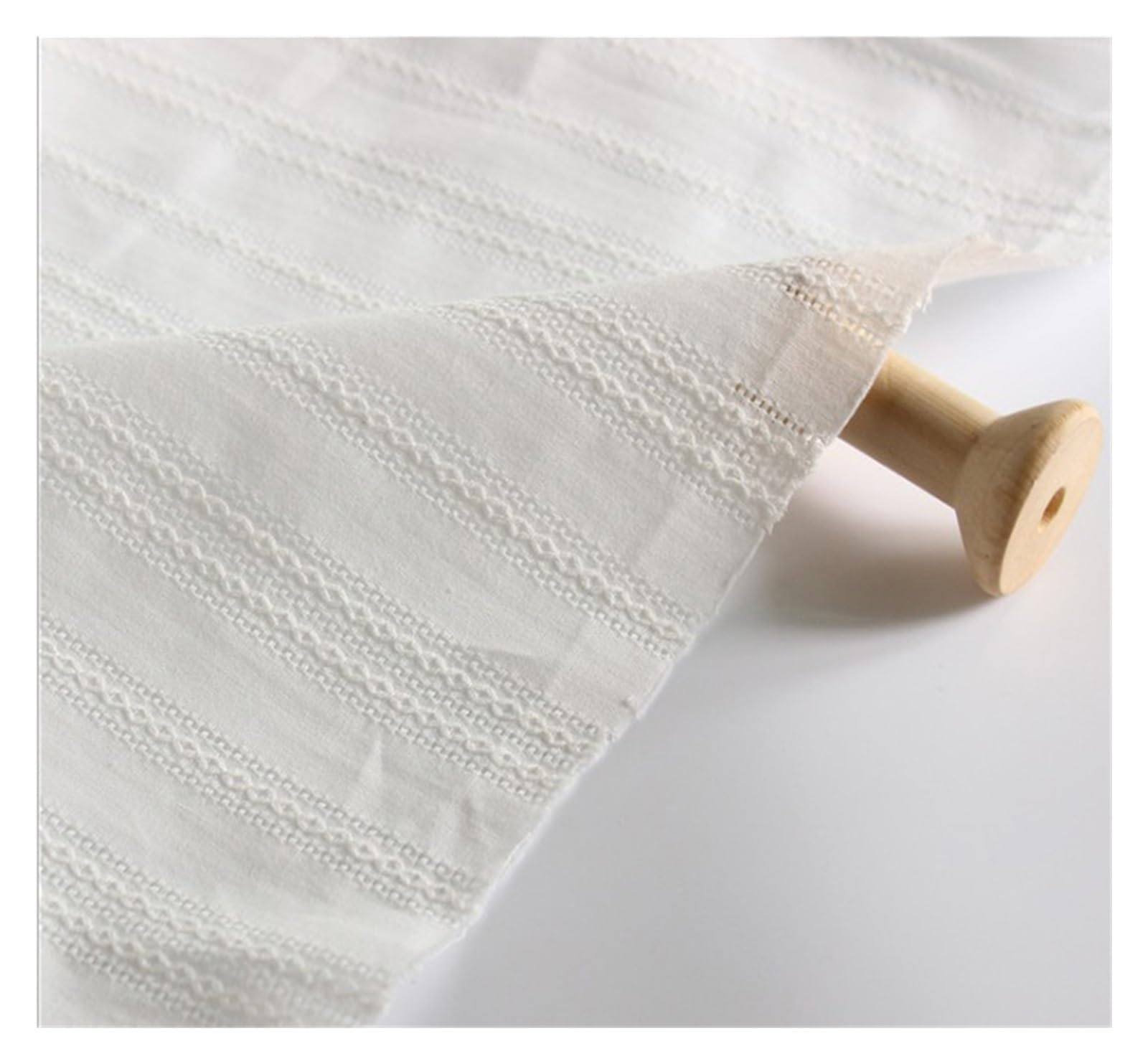 Cotton Embroidered Fabric 100cm*148cm Jacquard 100% Cotton Fabric Soft Dress Shirt Children Clothing Material Meter Embroidered Craft Fabric(Natural White)