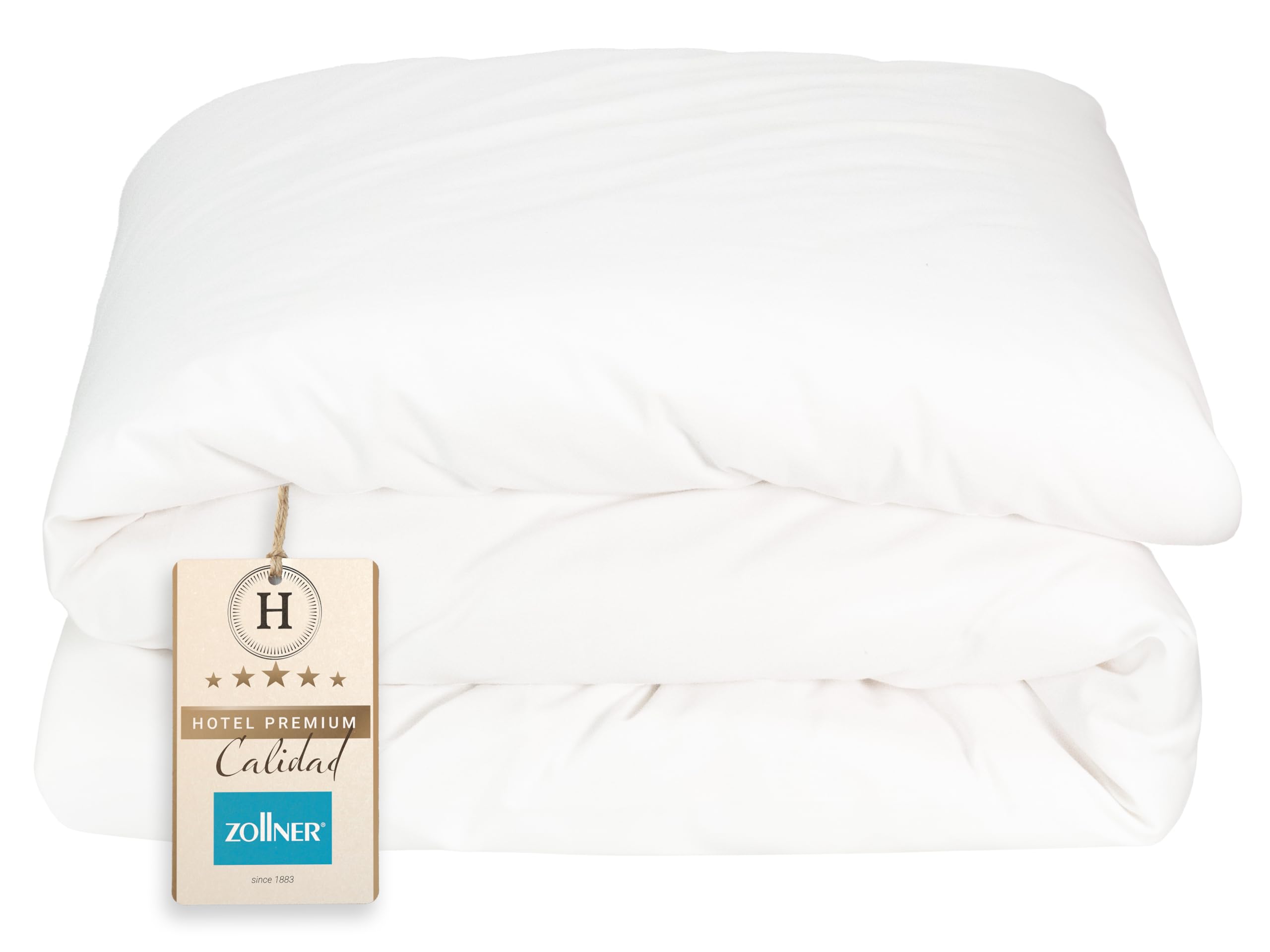 ZOLLNER Funda nórdica de algodón 100%, Blanca, Cama 135-150 cm, 240x220 cm