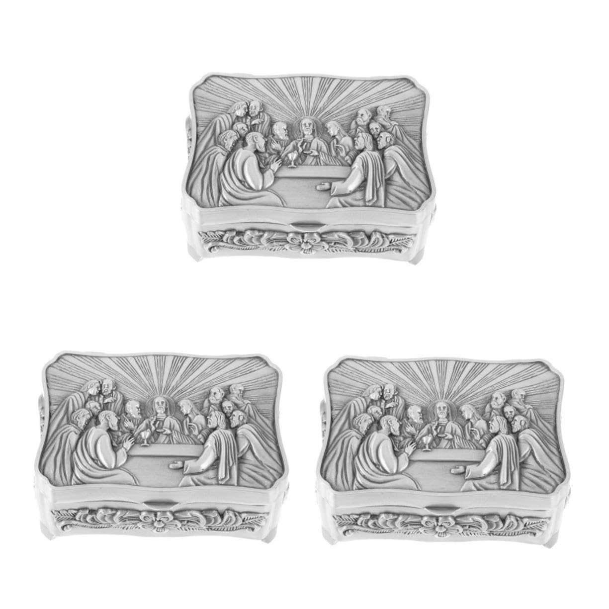 GALPADA 3 Pz Confezione Cattolica Organizer Per Cassetti Astuccio Cassetto Primo Organizzatore Elementi Collana Di Grandi Dimensioni Display Espandibile Lega Di Zinco Silver