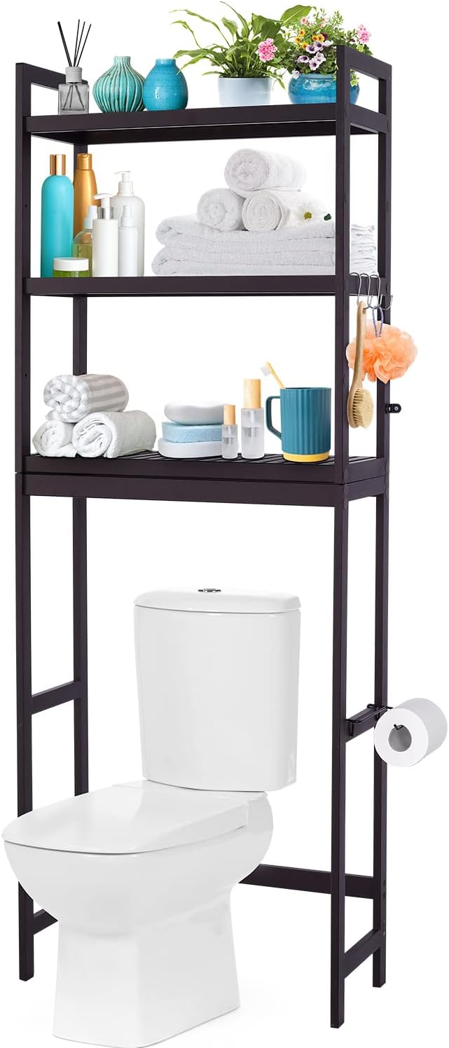 Ohuhu Over The Toilet Storage Shelf, Bamboo 3Tier Over
