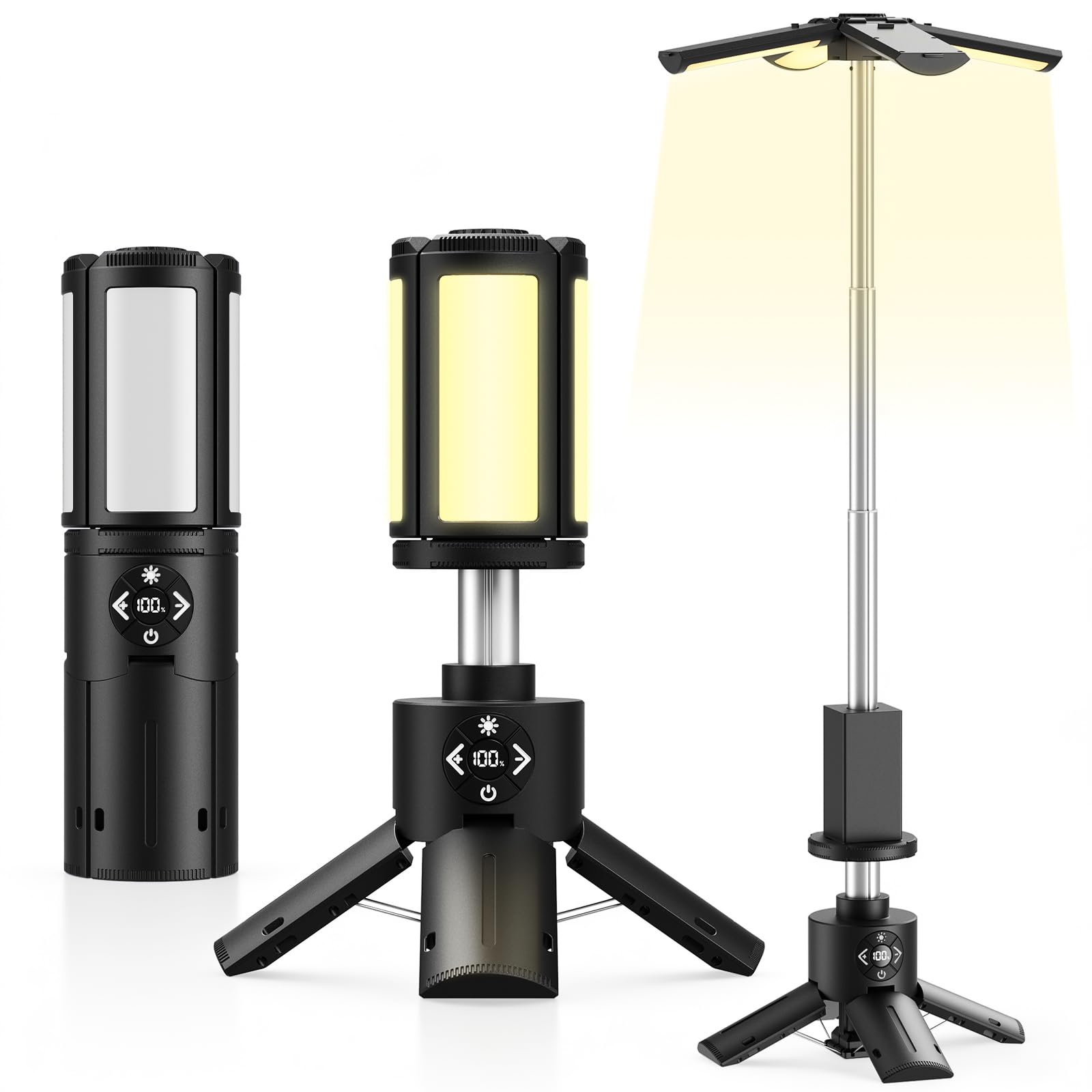 Teleskop Campinglampe Wiederaufladbar, 10000mAh Akku LED Laterne mit 11 Helligkeitsstufen & 4 Lichtmodi, Magnetische Zeltlampe für Bauernotfälle, IPX7 Wasserdicht Tragbare Powerbank