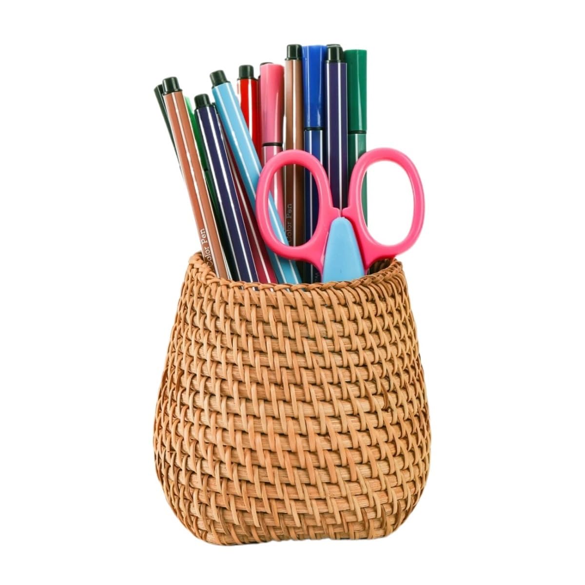 Stifteköcher Stifte Halter Rattan-Stifthalter, Weiden-Stiftbecher-Behälter, Gewebter Schreibtisch-Organizer For Zuhause Schreibtisch-Organizer(Square)