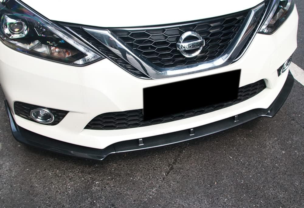 Q1-TECH, 5-Piece Front Bumper Lip + Side Skirt Rocker Winglet Canard Diffuser Wing Compatible with 2016 2017 2018 2019 Nissan Sentra, Front Lip Spoiler Splitter ABS (Painted Carbon)