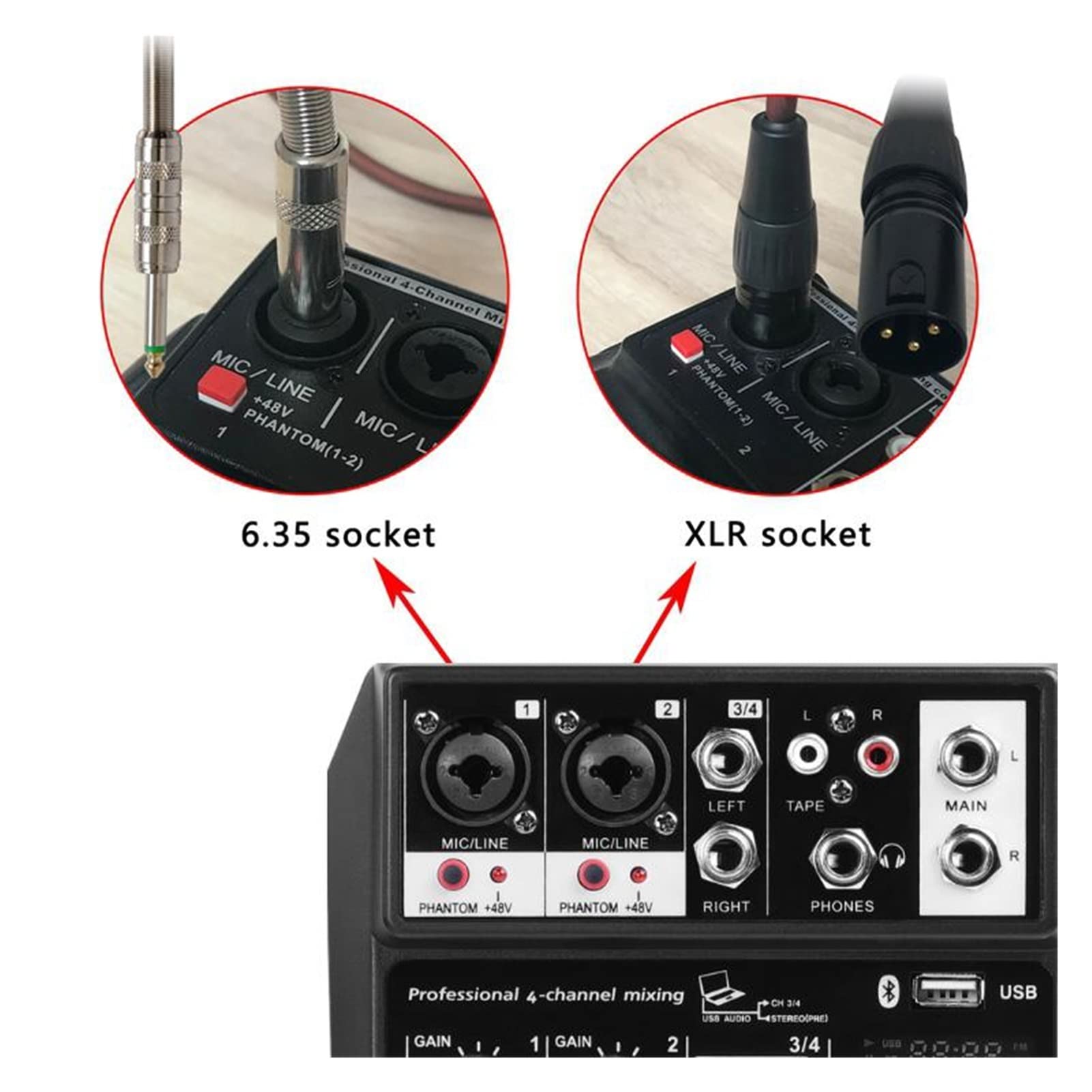Attrezzatura per DJ per Feste Console di miscelazione Portatile a 4 canali Wireless Bluetooth USB Interfaccia