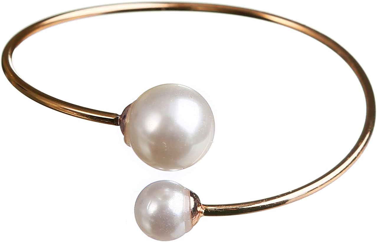 ASHMITA Rose Gold Bangle for Women Shell Pearl Cuff Fashion Bracelet Adjustable