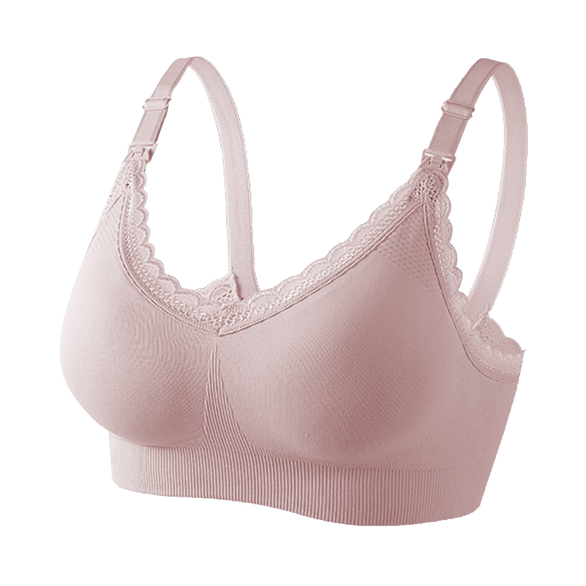Sujetador de lactancia acolchado para mujer, sujetador push up para uso diario, Bralette de maternidad para dormir (color: rosa, tamaño: mediano)
