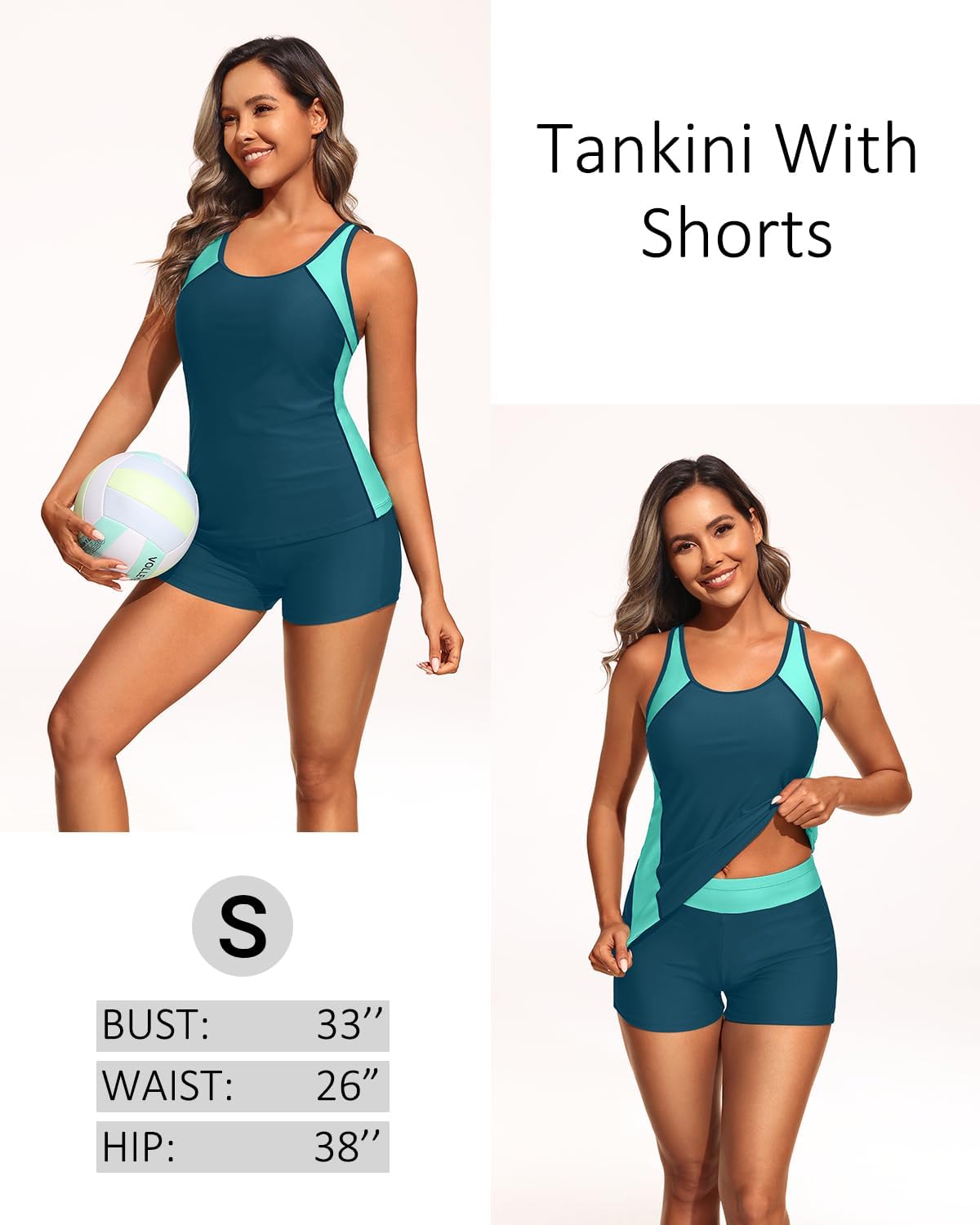 Daci Women 2 Piece Tankini Swimsuit - 2025 Tummy Control Sporty Bathing Suit Color Block Swim Tank Top with Boy Shorts - Image 5