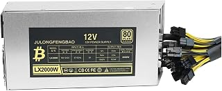 EZZON Alimentatore ETH da 2000W/2200W Alimentatore a canale singolo per BTC Bitcoin Ethereum Server Speed Miner Mining stabile (2200W)