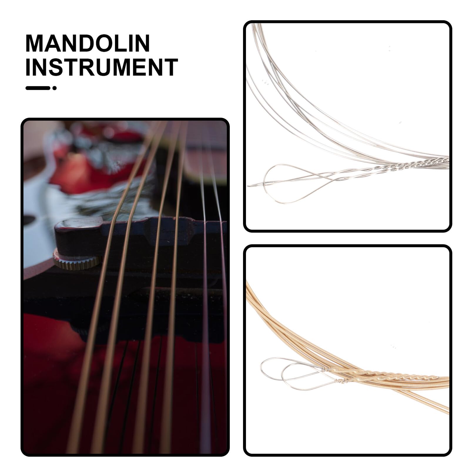 ULTECHNOVO Mandolinensaiten 8 Stück Ersatzsaiten aus Stahl Kräftiger Klarer Klang Langlebiges Mandolinenzubehör für Mandoline Kompakt für Musiker und Geschenk