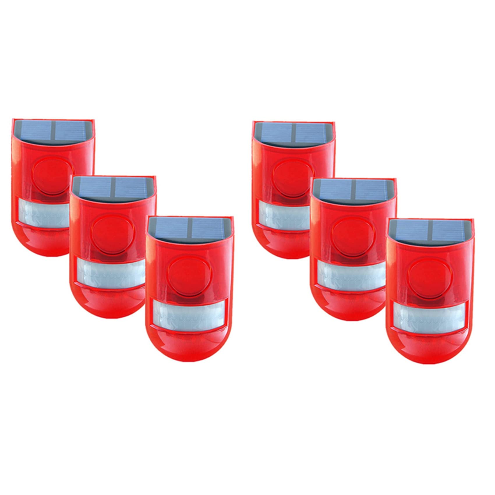 Jnchdghwa 6 Pack Solar Strobe Light with Motion Sensor Alarm 129DB Sound Security Siren IP65 Waterproof for Villa Farm Yard Garden
