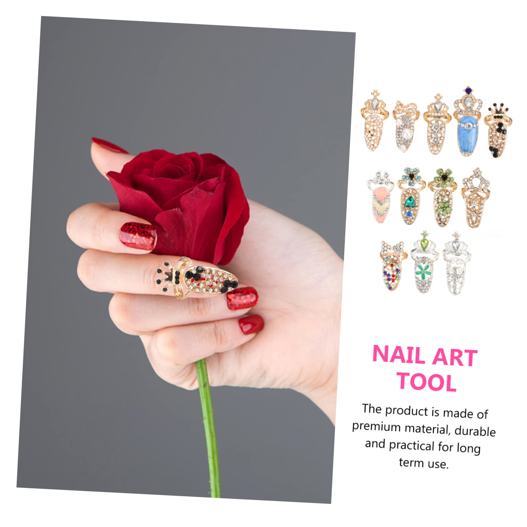 Didiseaon 5 Set Anello Per Unghie Decorazioni Unghie Decorazioni Per Unghie Artiglio Dell'unghia Ciondoli Per Unghie 3d Kit Accessori Per Manicure Decorazione Delle Unghie Lega 12 Pezzi * 5