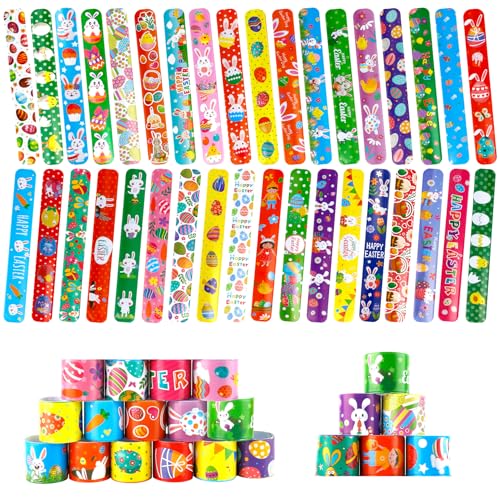 Pulseras Slap Bands, Pulseras Clap Easter   Juego De 36 Piezas Con Coloridos Diseños De Animales Y Corazones, Para Rellenar Bolsas De Fiesta, Regalos De Cumpleaños, Cestas De Pascua Y Huevos.