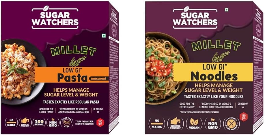 Sugar Watchers Millet Noodles and Pasta Combo | No Maida | Non-Fried | Diabetic Friendly | Suitable for kids
