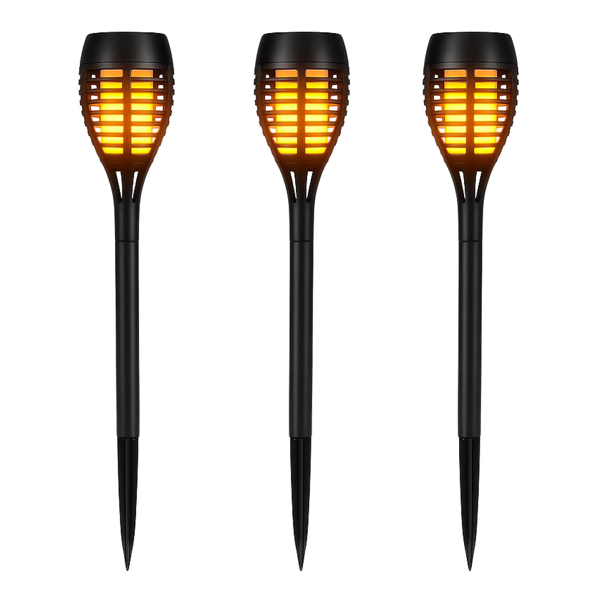 Status Pambula Outdoor Dancing Flame Effect Solar Light | 3 Pack of 7.5 Centimeter Dancing Flame Effect Light Stakes | Rechargeable Battery Included, Black (PAMBULASS3PK6) [Energy Class E]